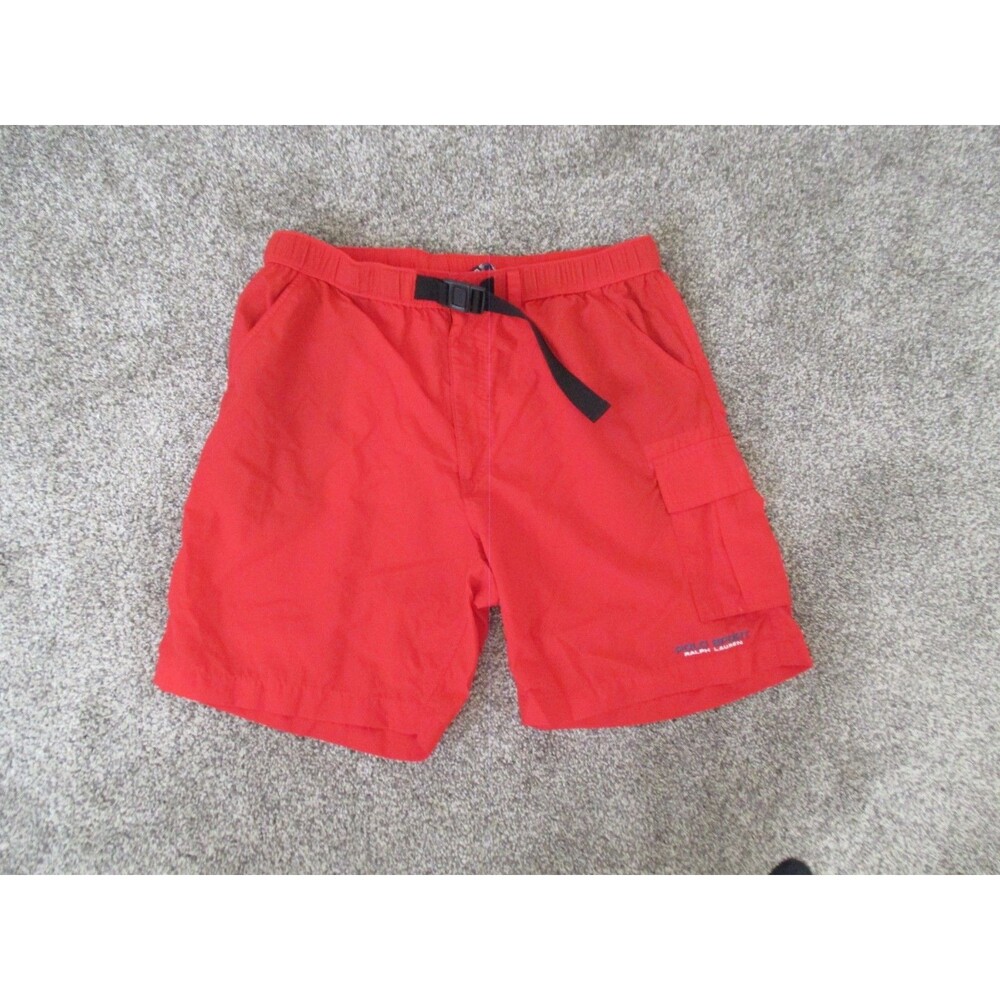 Vintage Polo Sport Ralph Lauren Nylon Shorts Mens L Vibrant Red